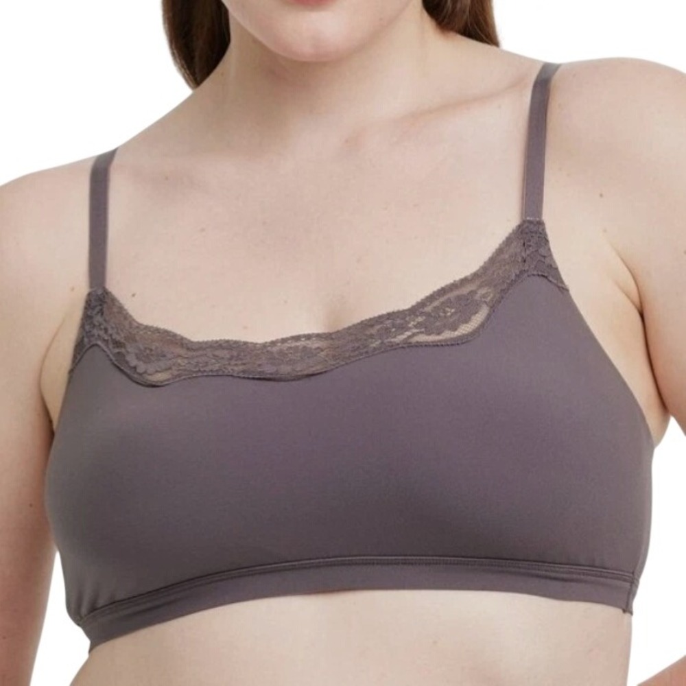 Auden Luxe Stretch Unlined Scoop Bralette Mauve Grey Small‎
